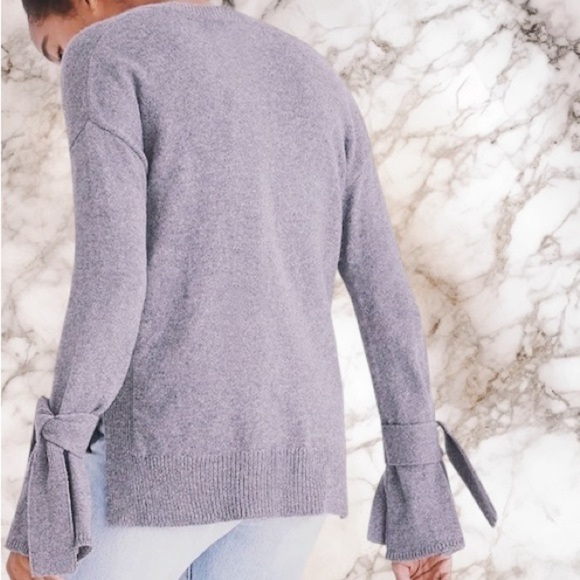 Madewell ‘Tie-Cuff Pullover Sweater’ in “Heather Medium Grey” Size XS - Picture 4 of 16